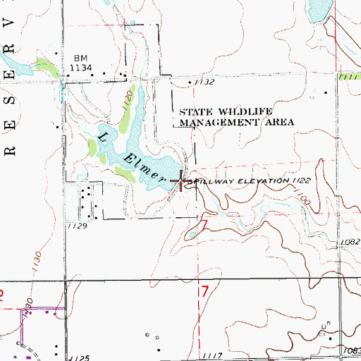 Topographic Map of Elmer Lake Dam, OK