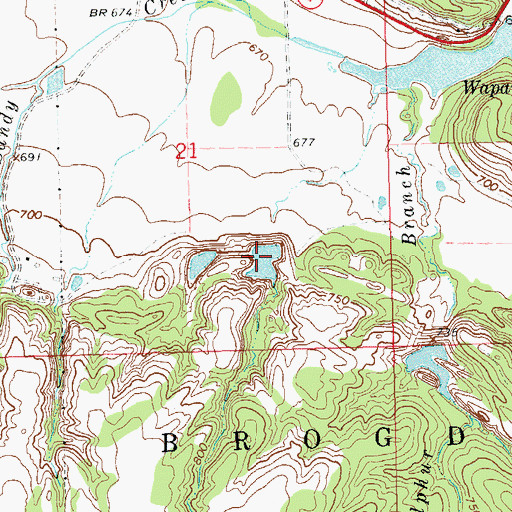 Topographic Map of Delaware Creek Site 6 Reservoir, OK