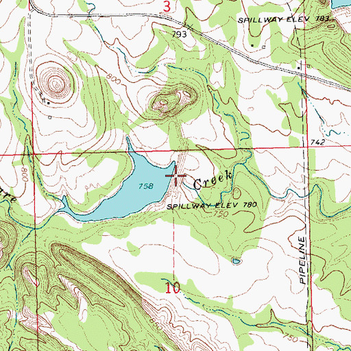 Topographic Map of Delaware Creek Site 8 Dam, OK