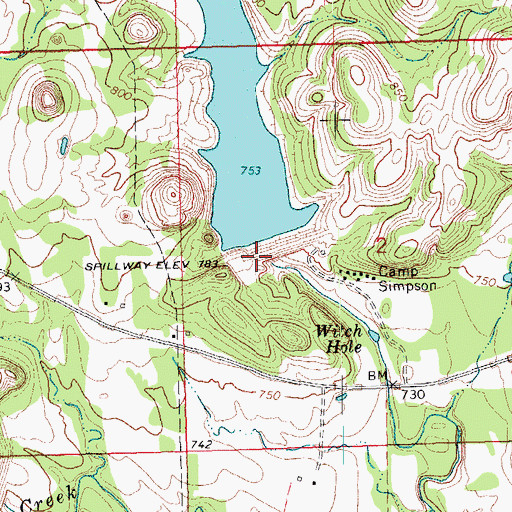 Topographic Map of Delaware Creek Site 9 Dam, OK