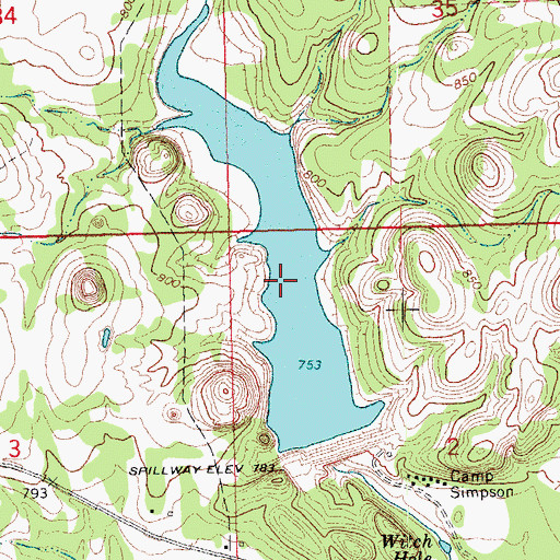 Topographic Map of Delaware Creek Site 9 Reservoir, OK