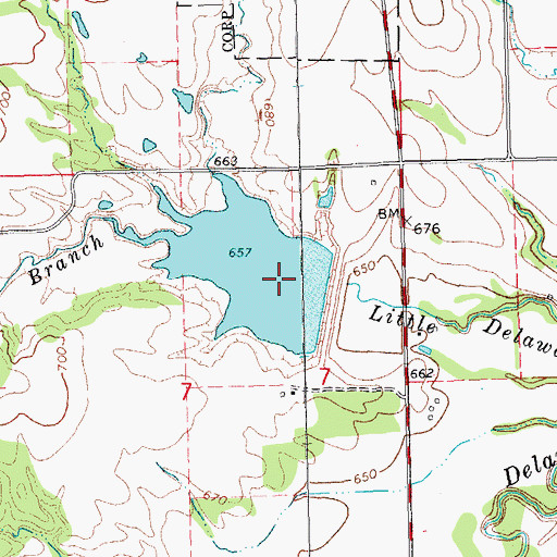 Topographic Map of Delaware Creek Site 10 Reservoir, OK