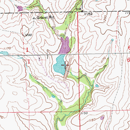 Topographic Map of Pennington Creek Site 1 Dam, OK