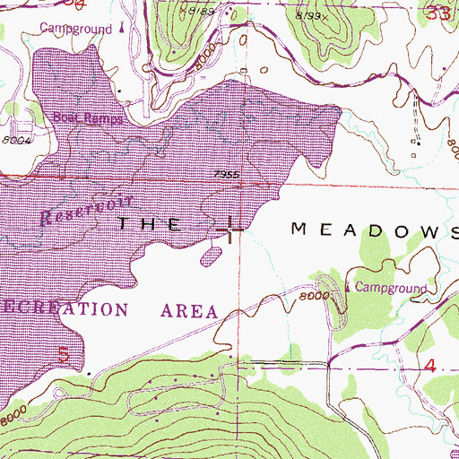 Topographic Map of The Meadows (historical), CO