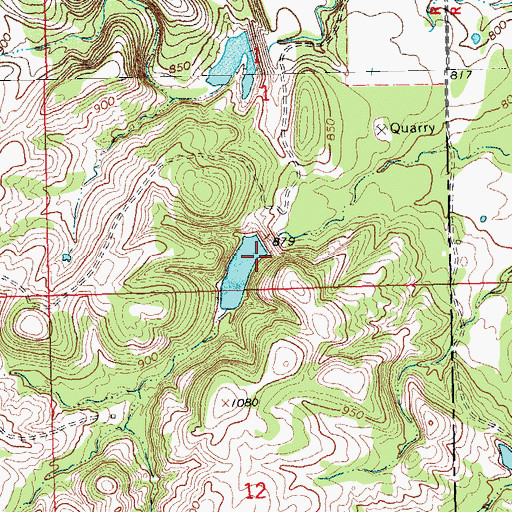 Topographic Map of Upper Clear Boggy Creek Site 12 Dam, OK