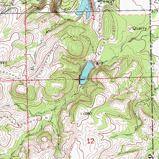 Topographic Map of Upper Clear Boggy Creek Site 12 Reservoir, OK