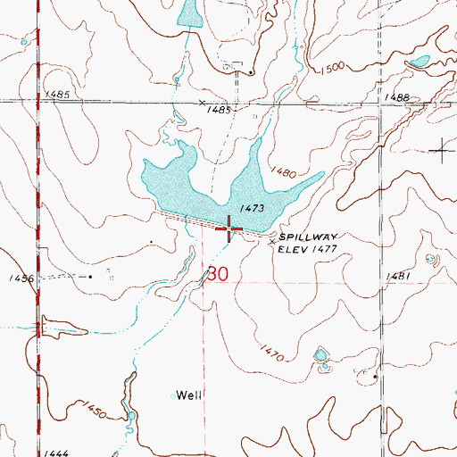 Topographic Map of Tri-County Turkey Creek Site 298 Dam, OK