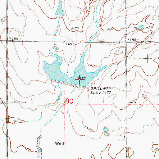 Topographic Map of Tri-County Turkey Creek Site 298 Reservoir, OK