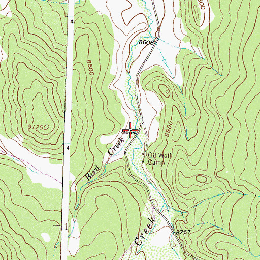 Topographic Map of Bird Creek, CO