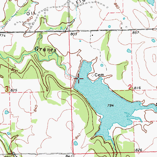 Topographic Map of Little Wewoka Creek Site 14 Dam, OK