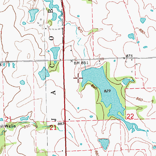 Topographic Map of Little Wewoka Creek Site 13 Dam, OK