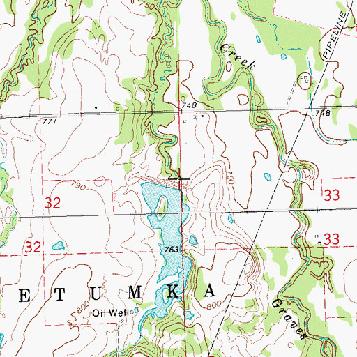 Topographic Map of Little Wewoka Creek Site 12 Dam, OK