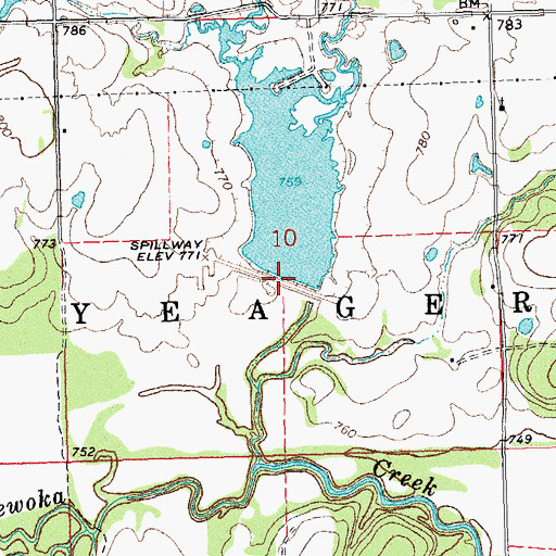 Topographic Map of Little Wewoka Creek Site 8 Dam, OK