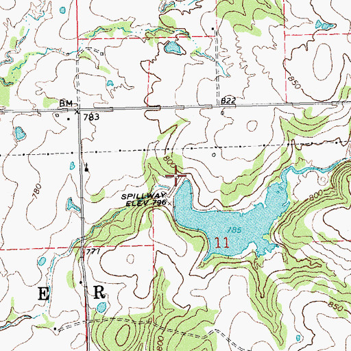 Topographic Map of Little Wewoka Creek Site 9 Dam, OK