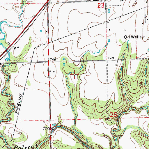 Topographic Map of Oknoname 063039 Dam, OK