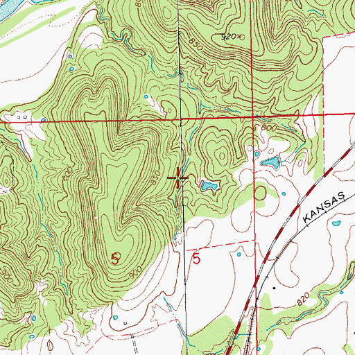 Topographic Map of Oknoname 063037 Dam, OK