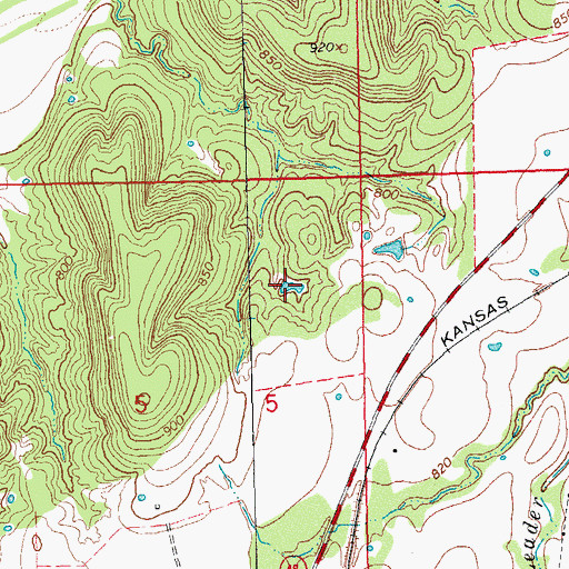 Topographic Map of Oknoname 063037 Reservoir, OK