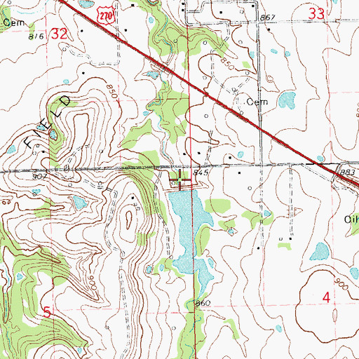 Topographic Map of Big Wewoka Creek Site 30 Reservoir, OK