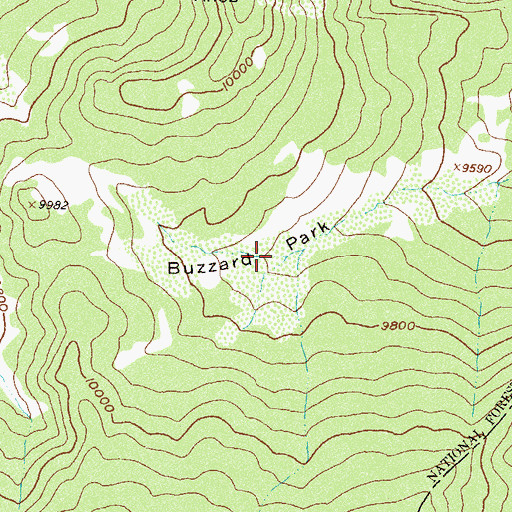 Topographic Map of Buzzard Park, CO