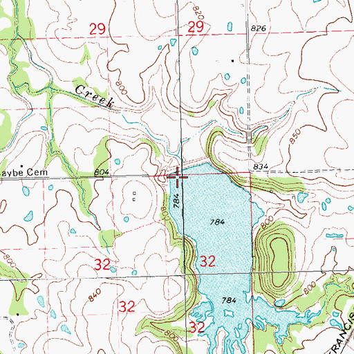 Topographic Map of Big Wewoka Creek Site 38 Reservoir, OK