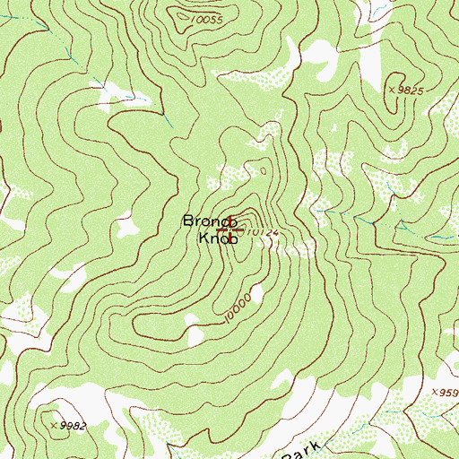 Topographic Map of Bronco Knob, CO