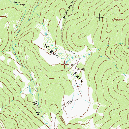 Topographic Map of Wagon Park, CO