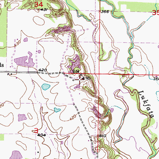 Topographic Map of Oknoname 089015 Dam, OK