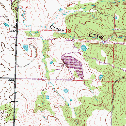 Topographic Map of Cowden Lake Dam, OK