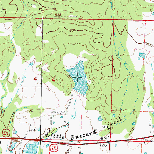 Topographic Map of Flying Ranch Number 1 Reservoir, OK