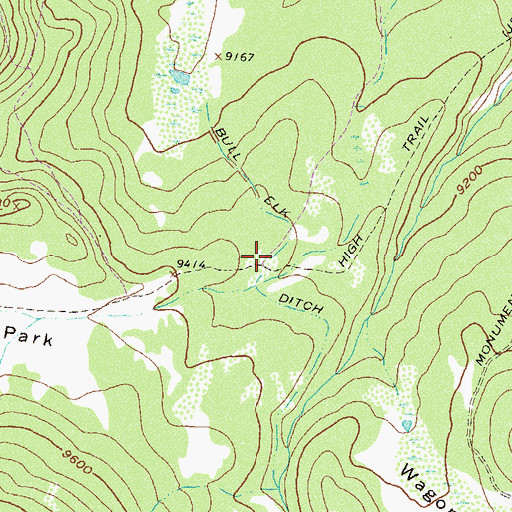 Topographic Map of Bull Elk Ditch, CO