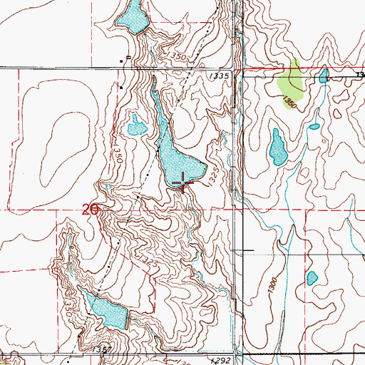 Topographic Map of Oknoname 141021 Dam, OK