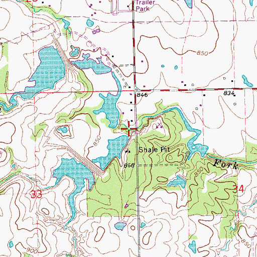 Topographic Map of Oknoname 123014 Dam, OK