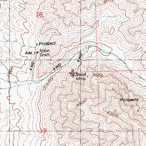 Topographic Map of Bluebird Mine, AZ