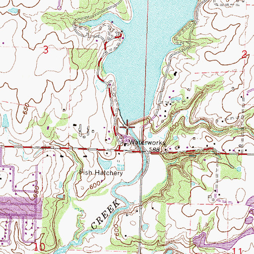 Topographic Map of Claremore Dam, OK
