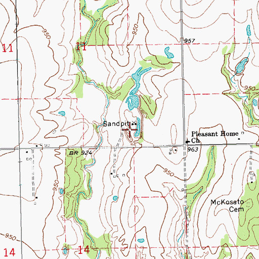 Topographic Map of Oknoname 12521 Dam, OK