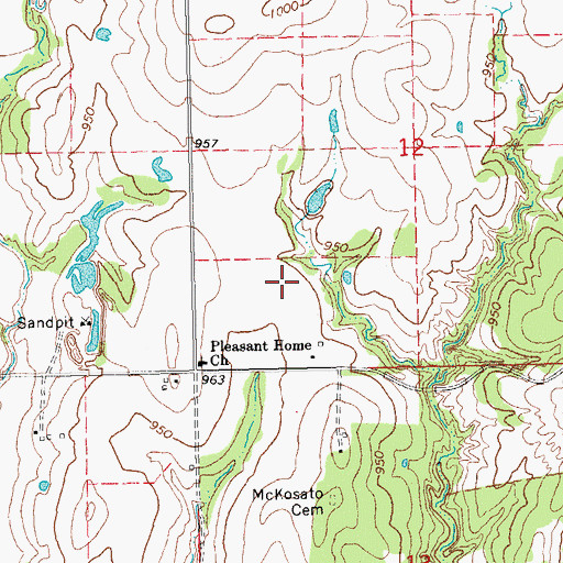 Topographic Map of Oknoname 12522 Reservoir, OK