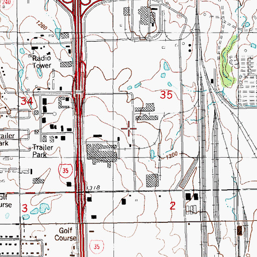 Topographic Map of Oknoname 083030 Reservoir, OK