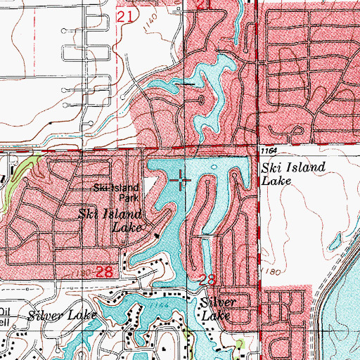 Topographic Map of Ski Island Dam, OK