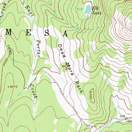 Topographic Map of Dead Mare Park, CO