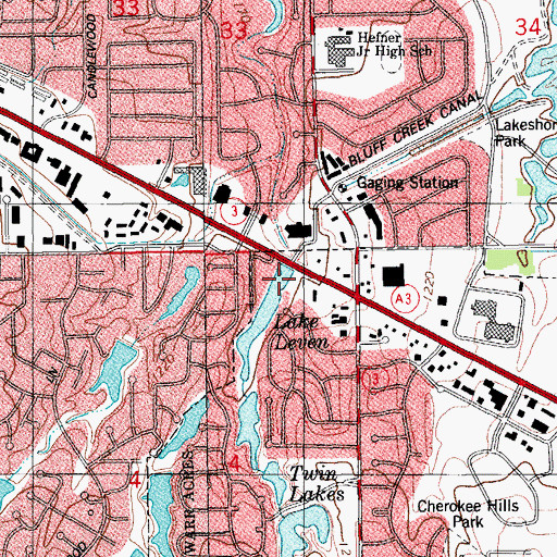 Topographic Map of Leven Dam, OK