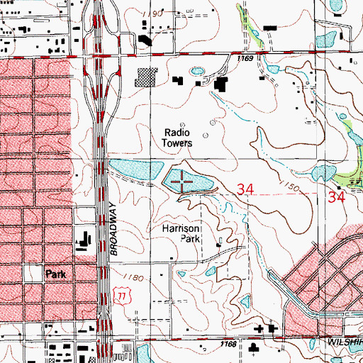 Topographic Map of Oknoname 24 Reservoir, OK