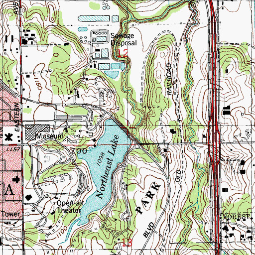 Topographic Map of Northeast Dam, OK