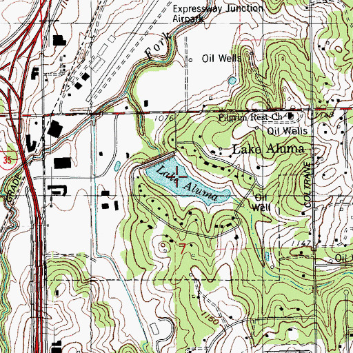 Topographic Map of Aluma Dam, OK