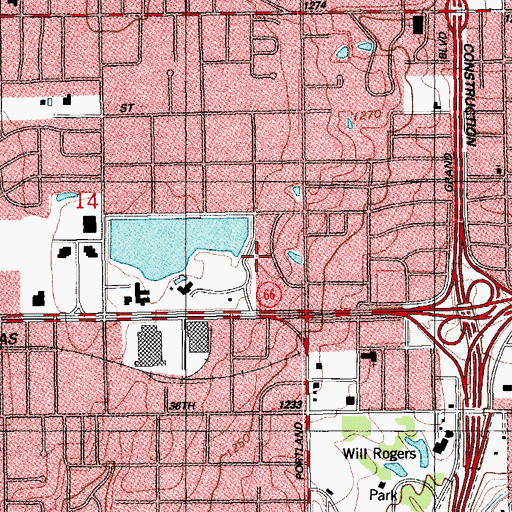 Topographic Map of Sportsmans Club Dam, OK