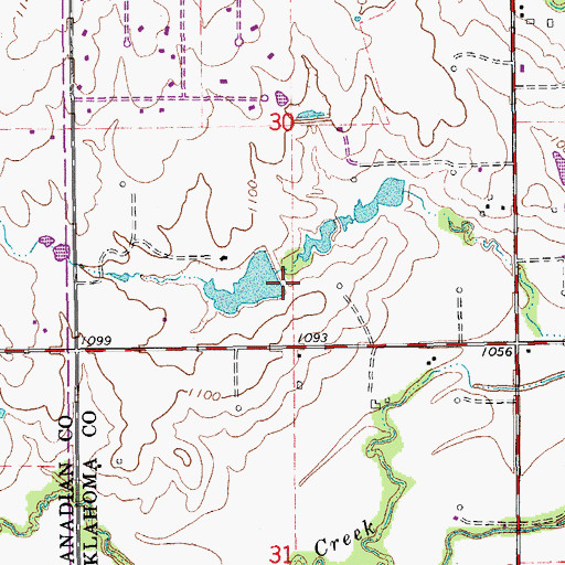 Topographic Map of Oknoname 20 Dam, OK