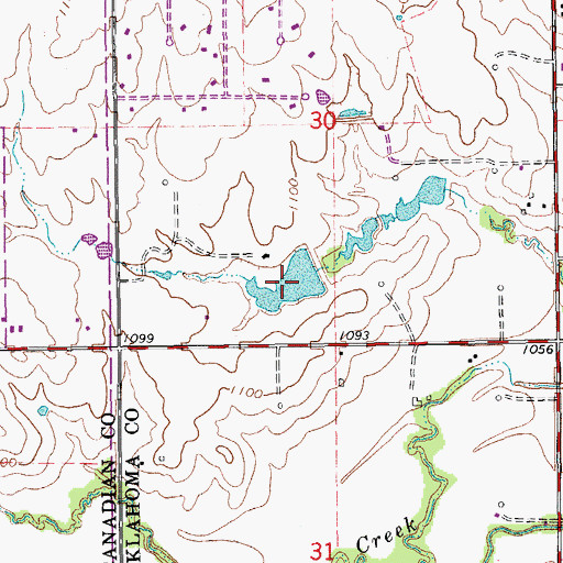 Topographic Map of Oknoname 20 Reservoir, OK