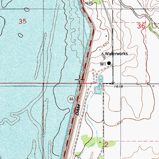 Topographic Map of Foss Dam, OK