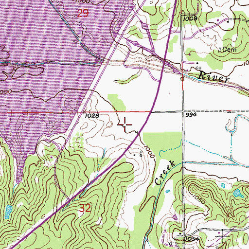 Topographic Map of Lake Thunderbird Dam, OK