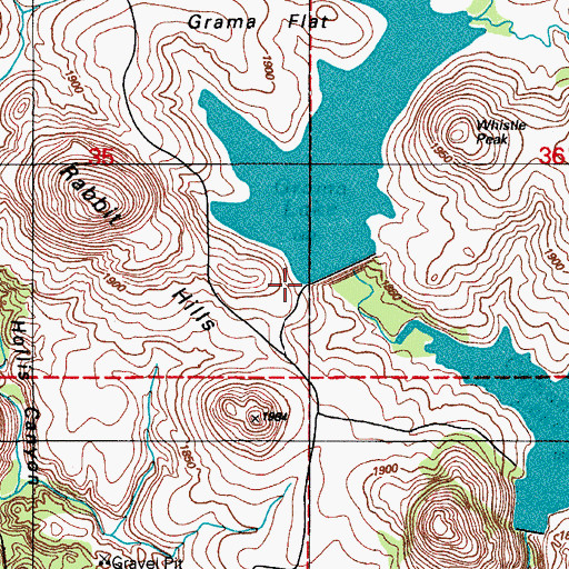 Topographic Map of Gramma Lake Dam, OK