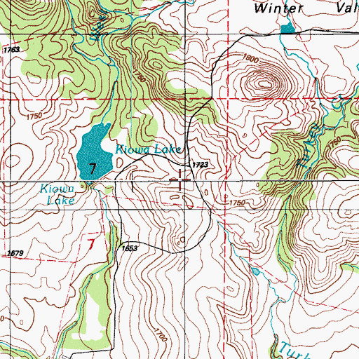 Topographic Map of Kiowa Lake Dam, OK